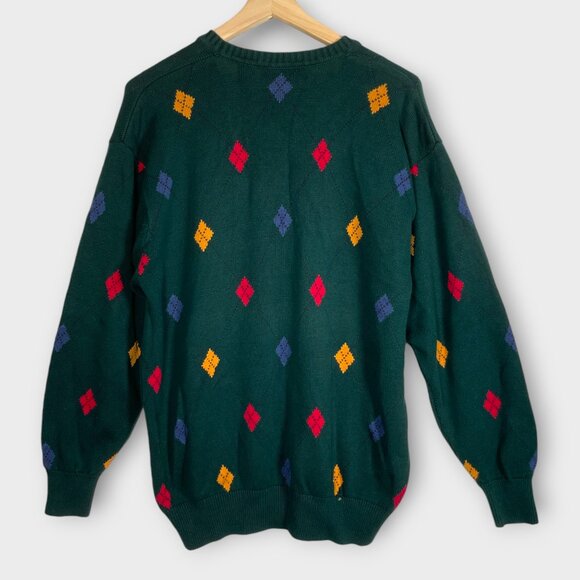 Bobby Jones V-neck Golf Sweater Men's LARGE 100% Cotton Green - Picture 2 of 7